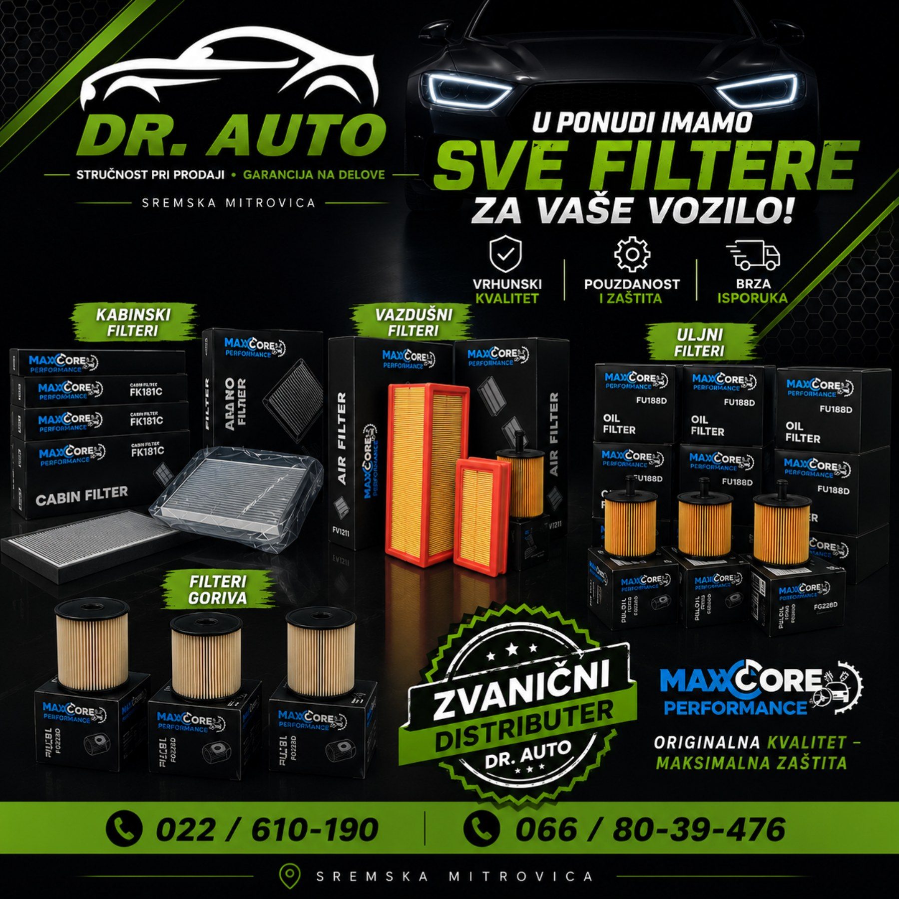 Filteri — DR. AUTO zvanični distributer MaxxCore Performance